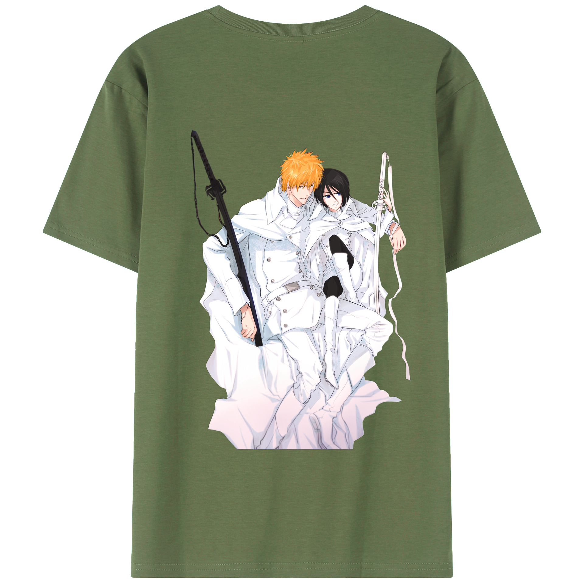 （画像用） ブリーチ 黒崎一護（くろさき いちご）BLEACH Kurosaki Ichigo 綿100％ メンズ半袖Tシャツ（バックプリント） 通気性